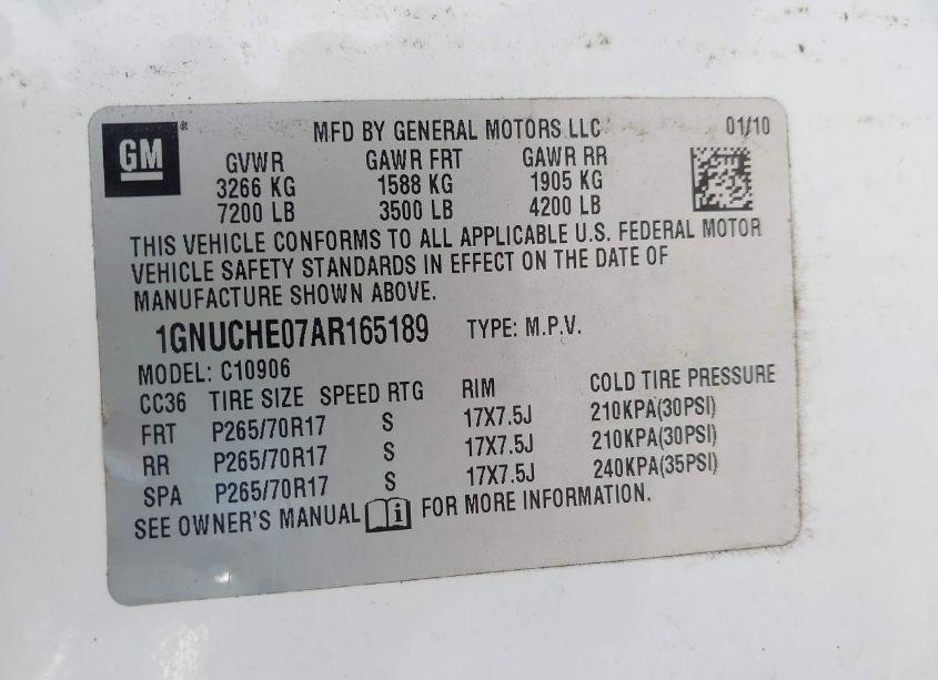 Photo 9 of 2010 Chevrolet Suburban 1500 LS (VIN 1GNUCHE07AR165189)