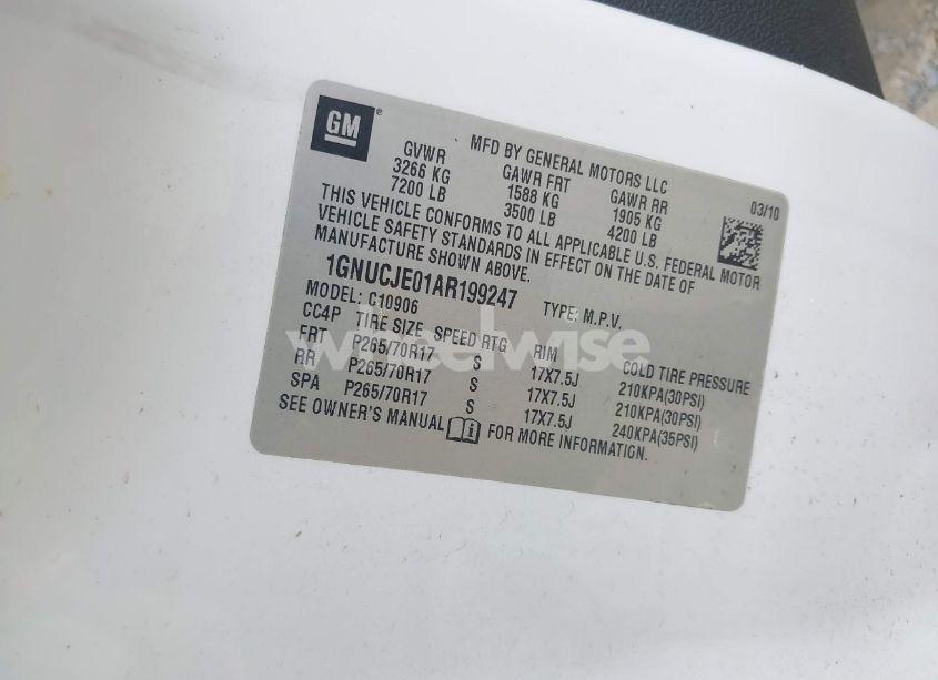 Photo 9 of 2010 Chevrolet Suburban 1500 LT1 (VIN 1GNUCJE01AR199247)