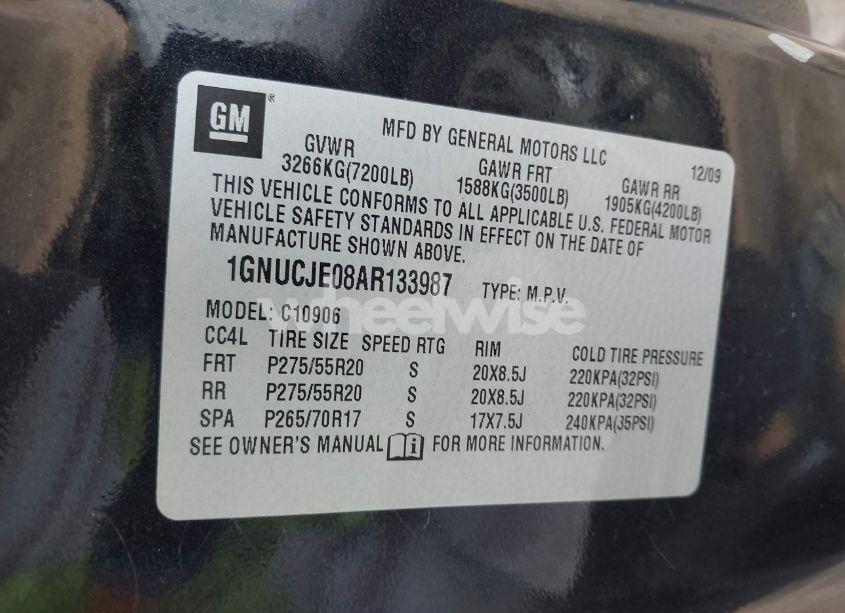 Photo 9 of 2010 Chevrolet Suburban 1500 LT1 (VIN 1GNUCJE08AR133987)