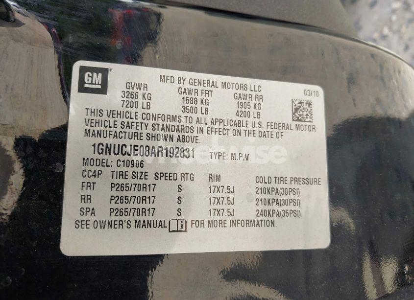 Photo 9 of 2010 Chevrolet Suburban 1500 LT1 (VIN 1GNUCJE08AR192831)