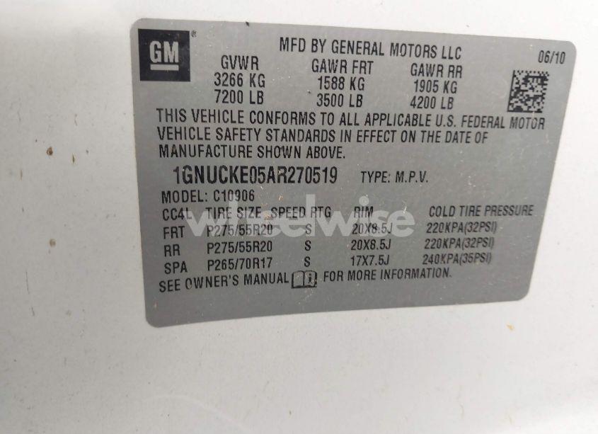 Photo 9 of 2010 Chevrolet Suburban 1500 LTZ (VIN 1GNUCKE05AR270519)