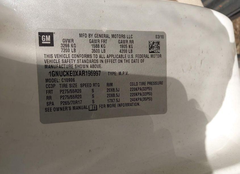 Photo 9 of 2010 Chevrolet Suburban 1500 LTZ (VIN 1GNUCKE0XAR196997)