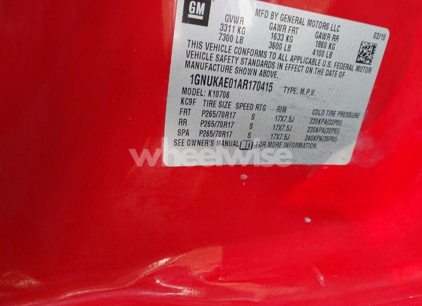 Photo 9 of 2010 Chevrolet Tahoe COMMERCIAL FLEET (VIN 1GNUKAE01AR170415)