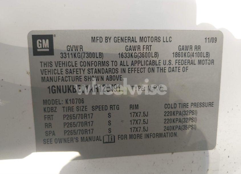 Photo 9 of 2010 Chevrolet Tahoe LT (VIN 1GNUKBE01AR120491)