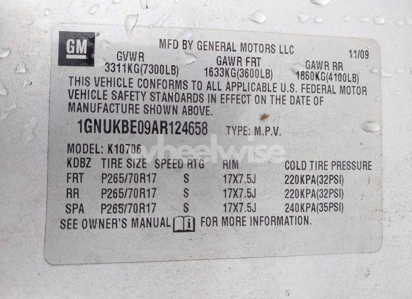 Photo 9 of 2010 Chevrolet Tahoe LT (VIN 1GNUKBE09AR124658)