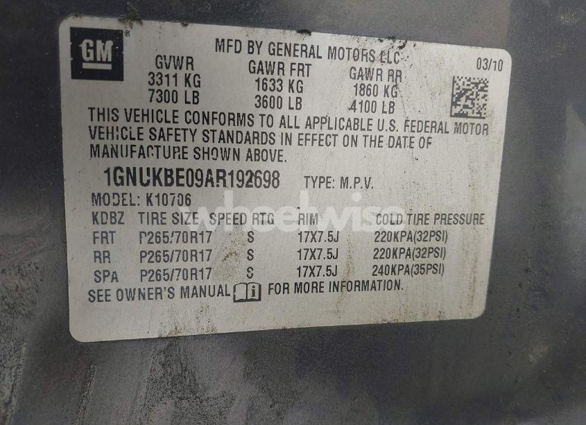 Photo 9 of 2010 Chevrolet Tahoe LT (VIN 1GNUKBE09AR192698)