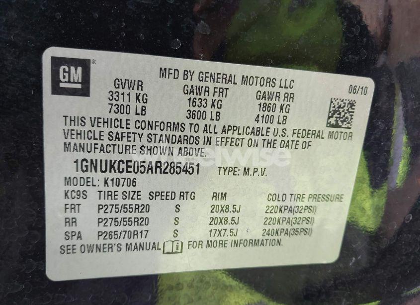 Photo 9 of 2010 Chevrolet Tahoe LTZ (VIN 1GNUKCE05AR285451)