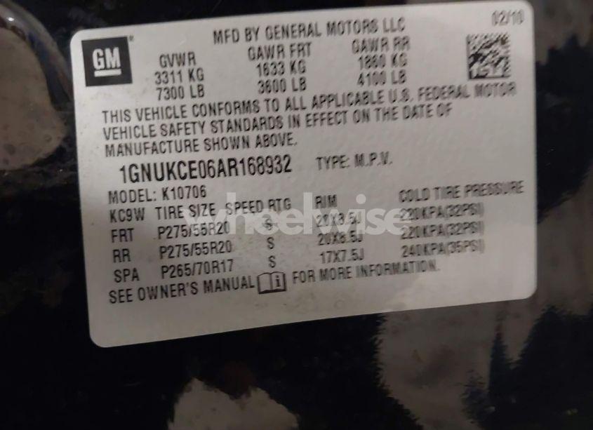 Photo 9 of 2010 Chevrolet Tahoe LTZ (VIN 1GNUKCE06AR168932)