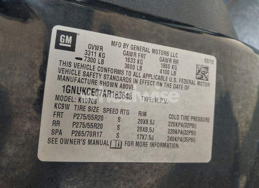 Photo 9 of 2010 Chevrolet Tahoe LTZ (VIN 1GNUKCE07AR183648)