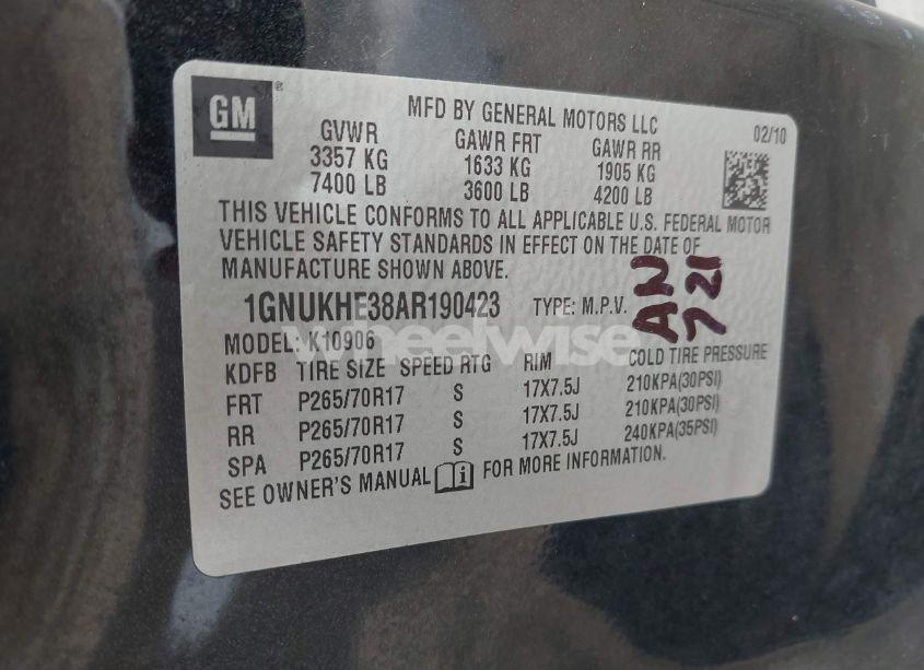 Photo 9 of 2010 Chevrolet Suburban 1500 LS (VIN 1GNUKHE38AR190423)