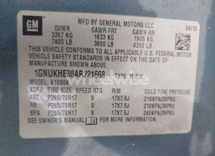 Photo 9 of 2010 Chevrolet Suburban 1500 LS (VIN 1GNUKHE38AR221668)