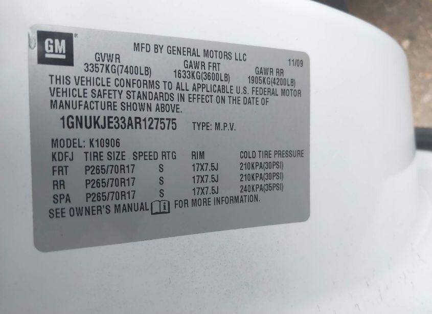 Photo 9 of 2010 Chevrolet Suburban 1500 LT1 (VIN 1GNUKJE33AR127575)