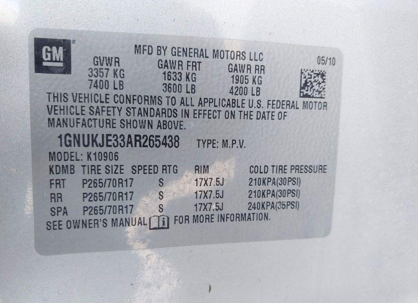 Photo 9 of 2010 Chevrolet Suburban 1500 LT1 (VIN 1GNUKJE33AR265438)