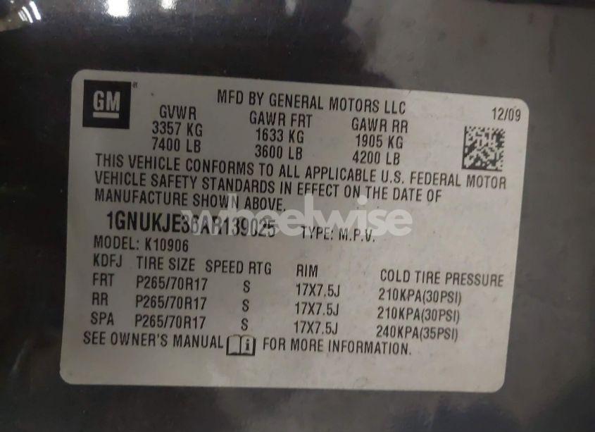 Photo 9 of 2010 Chevrolet Suburban 1500 LT1 (VIN 1GNUKJE36AR139025)