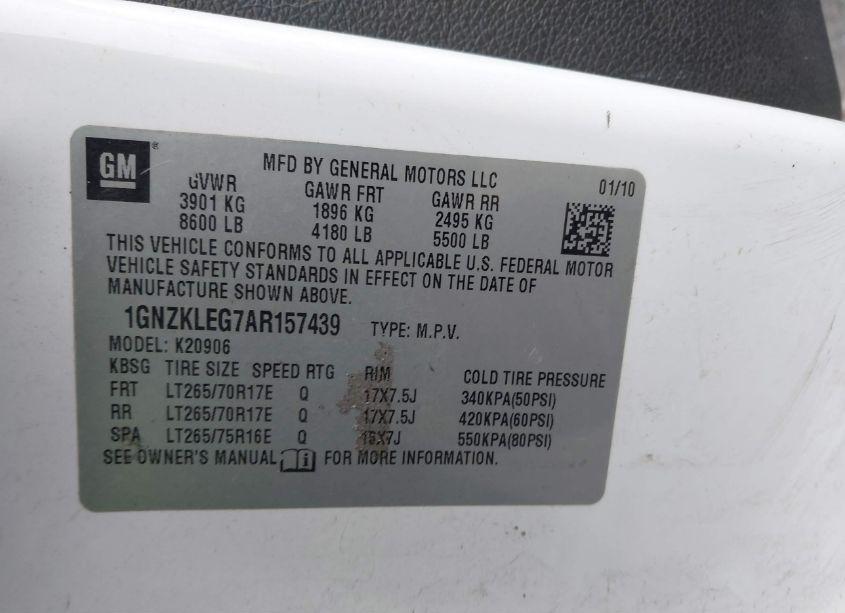 Photo 9 of 2010 Chevrolet Suburban 2500 LS (VIN 1GNZKLEG7AR157439)