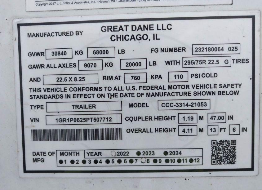 Photo 9 of 2023 Great Dane TRAILERS SEMI TRAILER (VIN 1GR1P0625PT507712)
