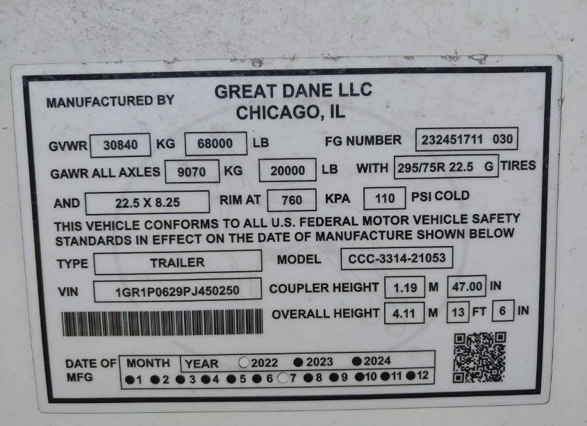 Photo 9 of 2023 Great Dane TRAILERS UNKNOWN (VIN 1GR1P0629PJ450250)