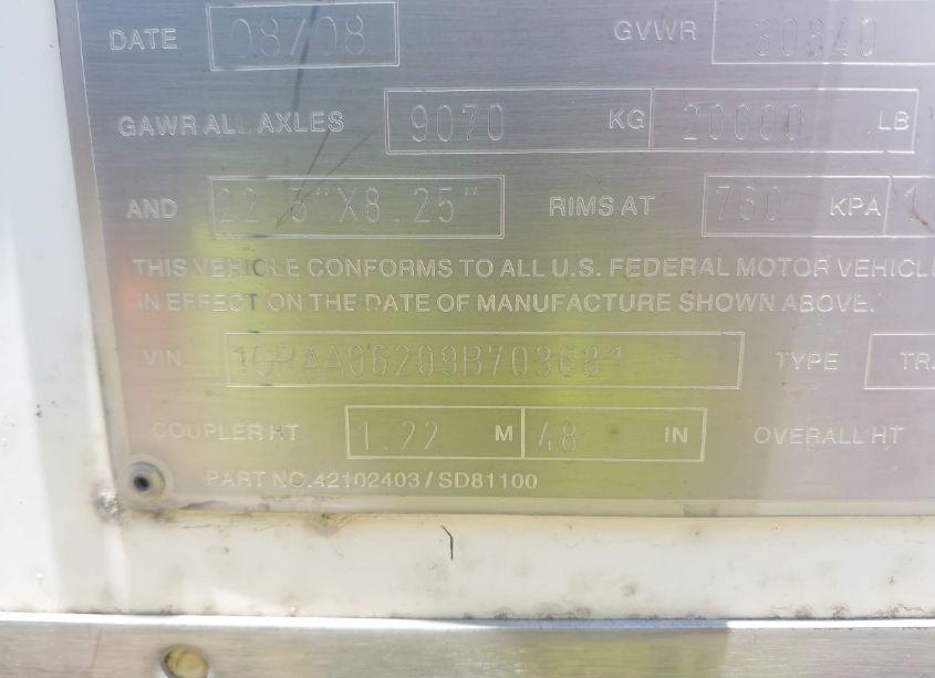 Photo 9 of 2009 Great Dane TRAILERS UNKNOWN (VIN 1GRAA06209B703681)