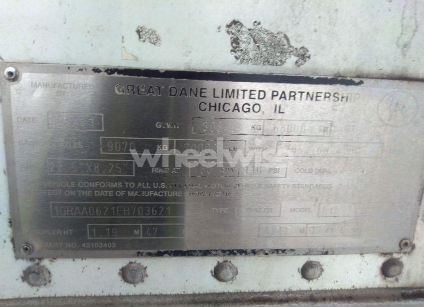 Photo 9 of 2014 Great Dane TRAILERS GREAT DANE TRAILERS (VIN 1GRAA0621EB703621)