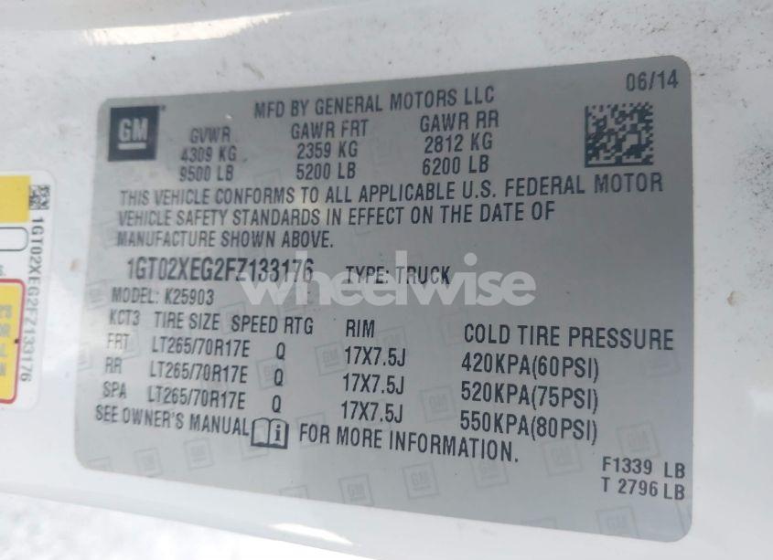 Photo 9 of 2015 Gmc Sierra 2500HD (VIN 1GT02XEG2FZ133176)