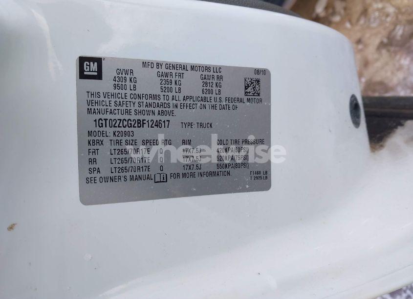 Photo 9 of 2011 Gmc Sierra 2500HD WORK TRUCK (VIN 1GT02ZCG2BF124617)