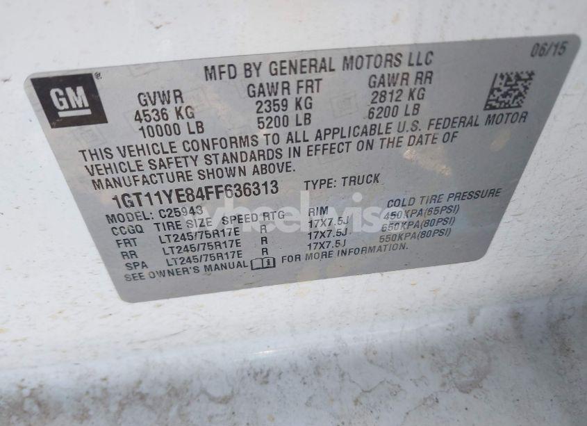 Photo 9 of 2015 Gmc Sierra 2500HD SLE (VIN 1GT11YE84FF636313)