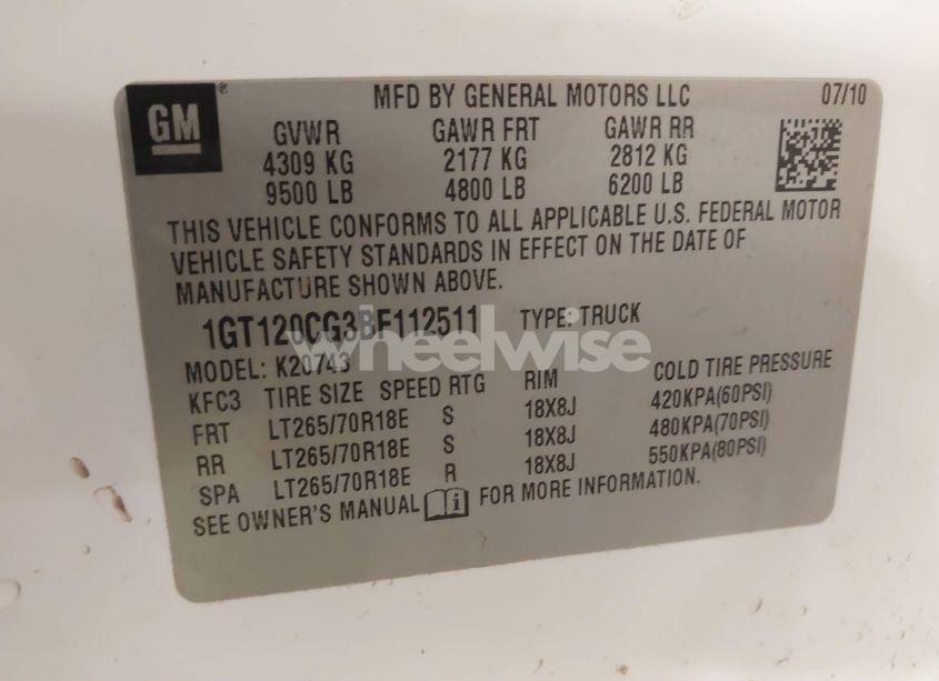 Photo 9 of 2011 Gmc Sierra 2500HD SLE (VIN 1GT120CG3BF112511)