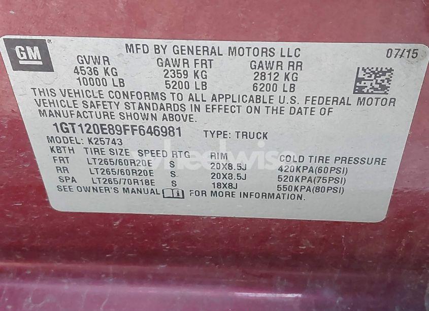 Photo 9 of 2015 Gmc Sierra 2500HD DENALI (VIN 1GT120E89FF646981)