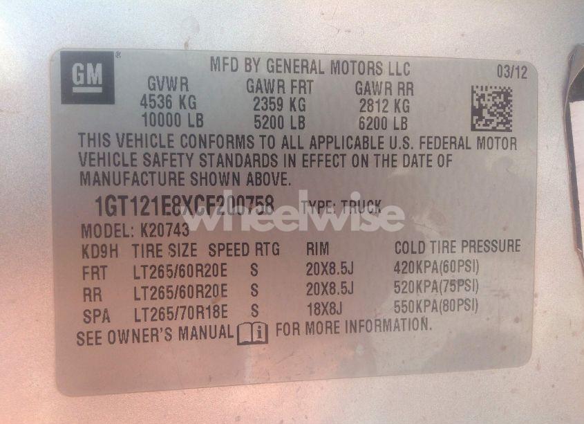 Photo 9 of 2012 Gmc Sierra 2500HD SLT (VIN 1GT121E8XCF200758)