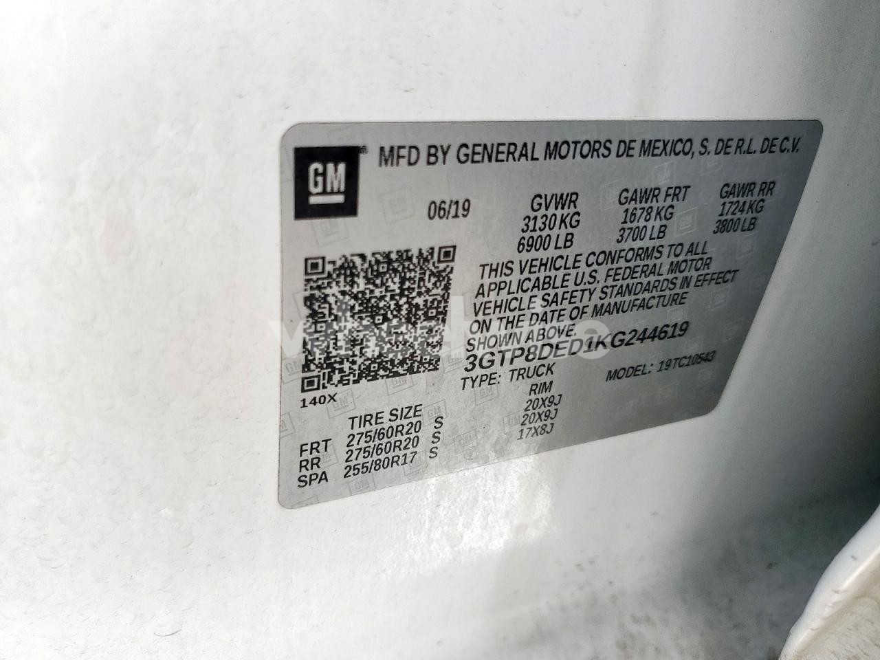 Photo 12 of 2019 GMC SIERRA C1500 SLT (VIN 1GT12NEGXKF278647)