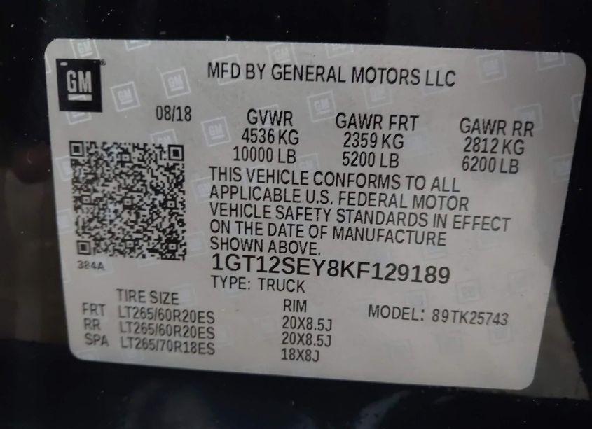 Photo 9 of 2019 Gmc Sierra 2500HD DENALI (VIN 1GT12SEY8KF129189)