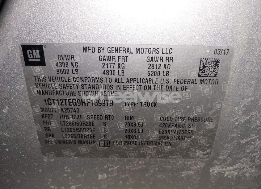 Photo 9 of 2017 Gmc Sierra 2500HD SLT (VIN 1GT12TEG9HF169979)