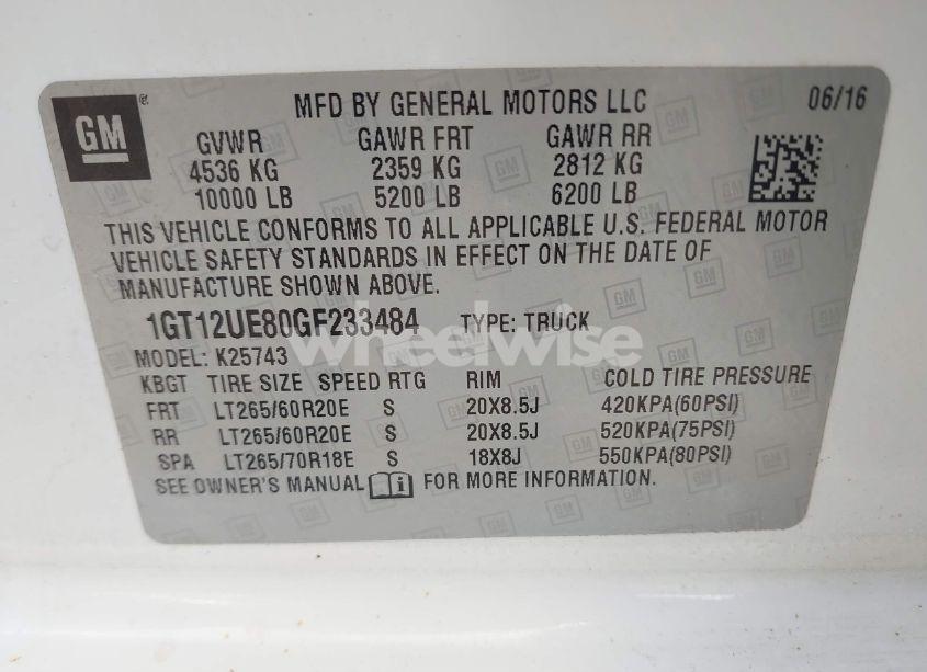 Photo 9 of 2016 Gmc Sierra 2500HD DENALI (VIN 1GT12UE80GF233484)