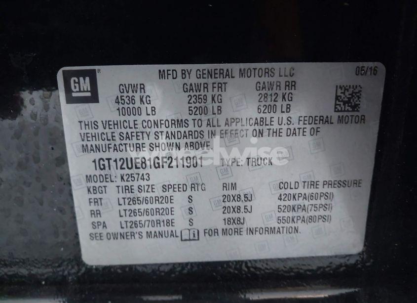 Photo 9 of 2016 Gmc Sierra 2500HD DENALI (VIN 1GT12UE81GF211901)