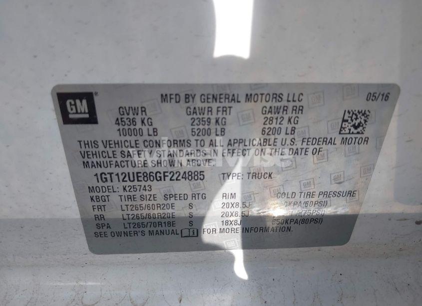 Photo 9 of 2016 Gmc Sierra 2500HD DENALI (VIN 1GT12UE86GF224885)