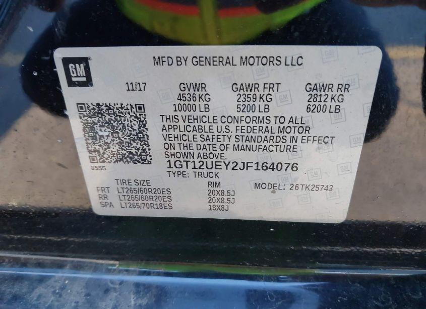 Photo 9 of 2018 Gmc Sierra 2500HD DENALI (VIN 1GT12UEY2JF164076)