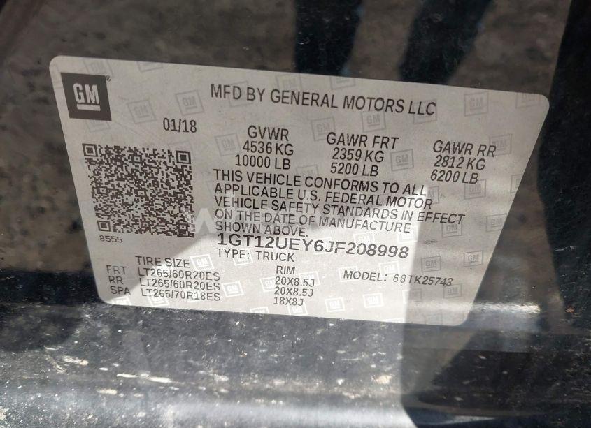 Photo 9 of 2018 Gmc Sierra 2500HD DENALI (VIN 1GT12UEY6JF208998)