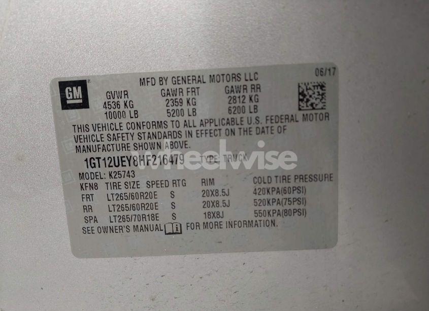 Photo 9 of 2017 Gmc Sierra 2500HD DENALI (VIN 1GT12UEY8HF216479)