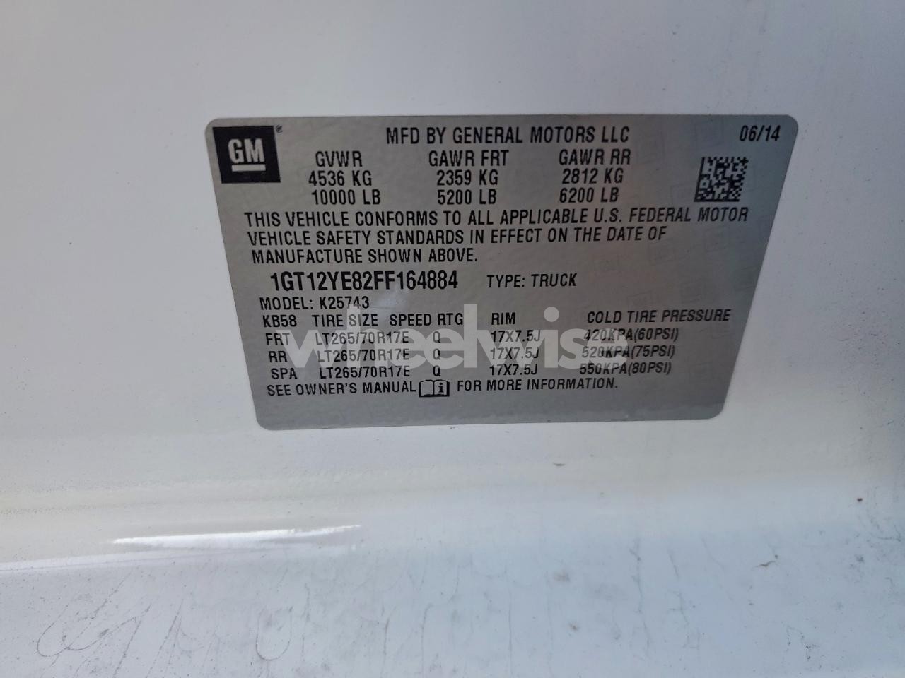 Photo 12 of 2015 GMC SIERRA K2500 SLE (VIN 1GT12YE82FF164884)