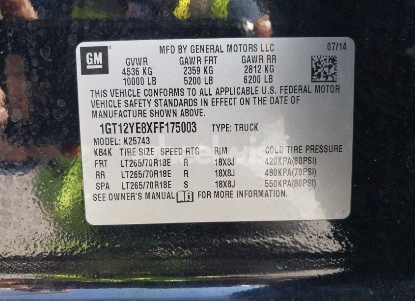 Photo 9 of 2015 Gmc Sierra 2500HD SLE (VIN 1GT12YE8XFF175003)