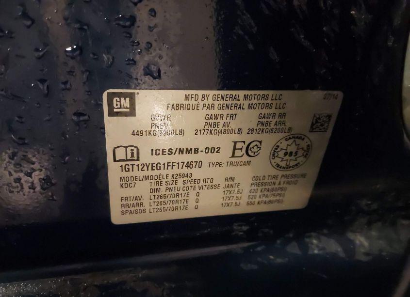 Photo 9 of 2015 Gmc Sierra 2500HD SLE (VIN 1GT12YEG1FF174670)