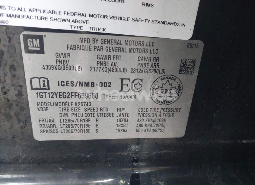 Photo 9 of 2015 Gmc Sierra 2500HD SLE (VIN 1GT12YEG2FF659660)