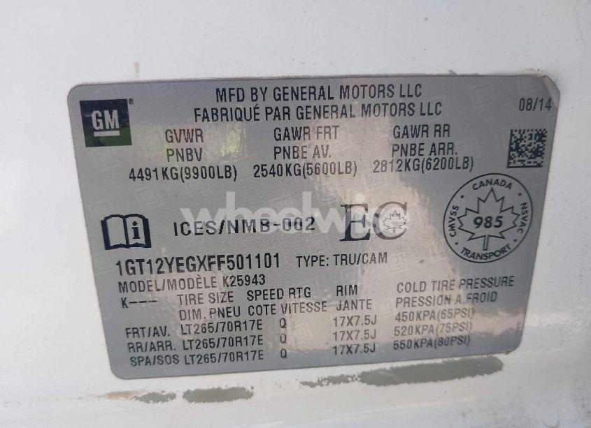 Photo 9 of 2015 Gmc Sierra 2500HD SLE (VIN 1GT12YEGXFF501101)