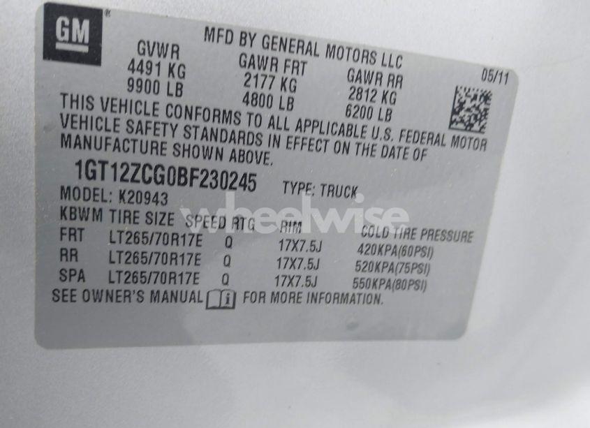 Photo 9 of 2011 Gmc Sierra 2500HD WORK TRUCK (VIN 1GT12ZCG0BF230245)