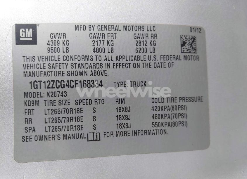 Photo 9 of 2012 Gmc Sierra 2500HD WORK TRUCK (VIN 1GT12ZCG4CF168334)
