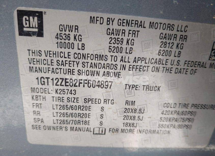 Photo 9 of 2015 Gmc Sierra 2500HD SLT (VIN 1GT12ZE82FF604897)