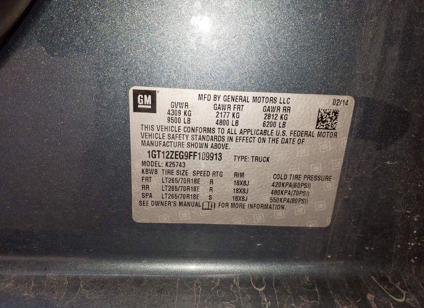 Photo 9 of 2015 Gmc Sierra 2500HD SLT (VIN 1GT12ZEG9FF109913)