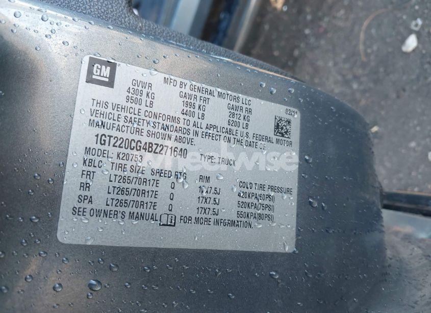 Photo 9 of 2011 Gmc Sierra 2500HD SLE (VIN 1GT220CG4BZ271640)