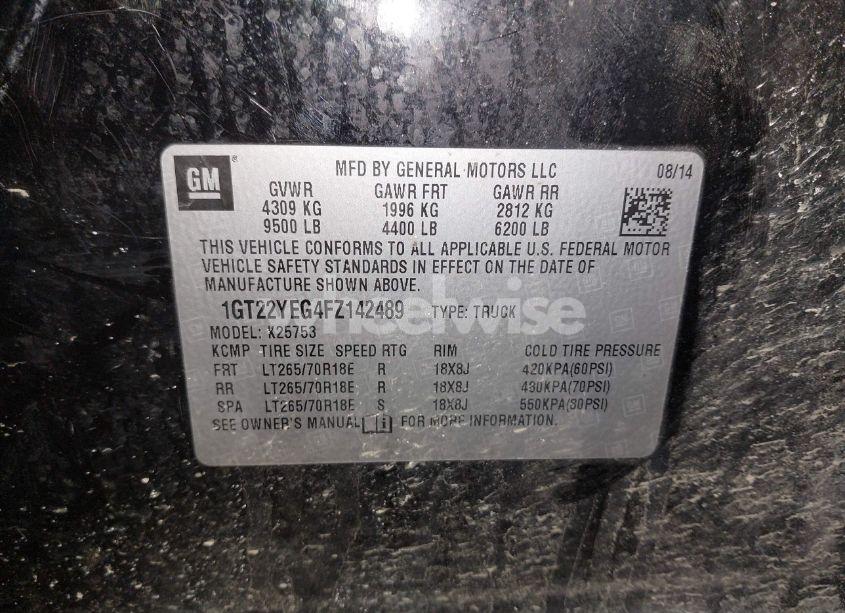 Photo 9 of 2015 Gmc Sierra 2500HD SLE (VIN 1GT22YEG4FZ142489)