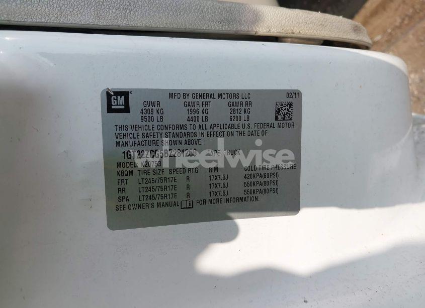 Photo 9 of 2011 Gmc Sierra 2500HD WORK TRUCK (VIN 1GT22ZCG5BZ281260)